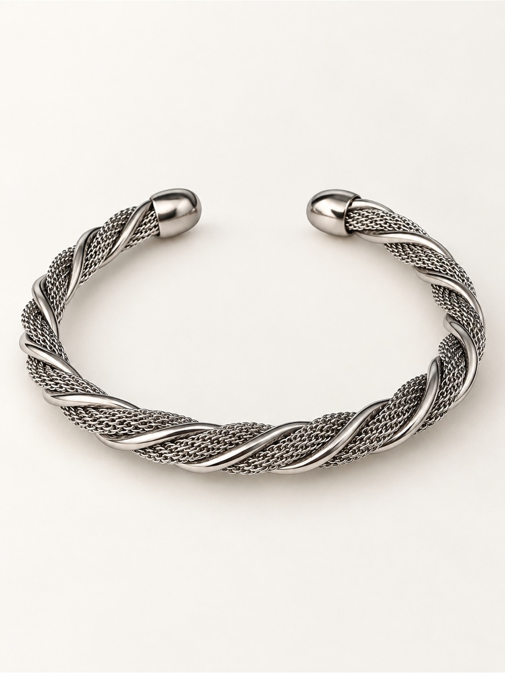 Stainless steel Twisted Mesh Bangle Bracelet - Silver size 7